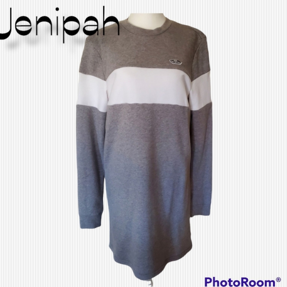 Vans Wild Bunch Women's Sweatshirt Dress Grey/White sz Med